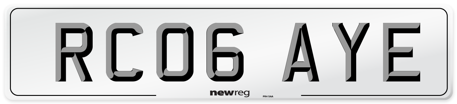 RC06 AYE Number Plate from New Reg